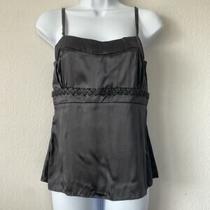 VTG Suzette Small 100% Silk Top Whimsigoth Beaded‎ Empire Waist Babydoll Elegant